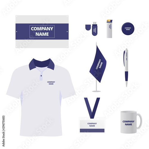 Branded souvenirs vector illustrations set