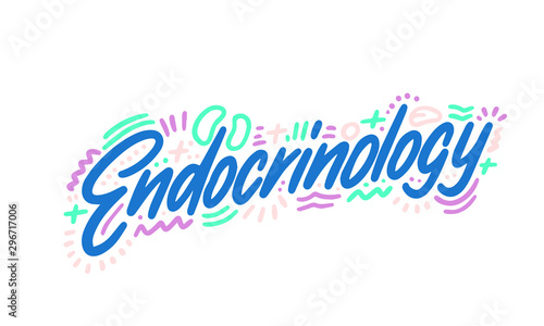 Endocrinology. Inscription medical term isolated on white background. Vector illustration.