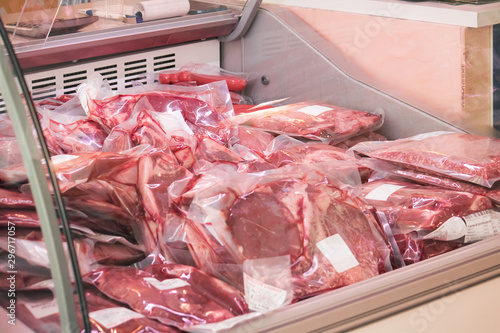 vacuum-packed meat, plastic to preserve and sell food