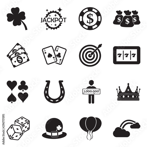 Luck Icons. Black Flat Design. Vector Illustration.