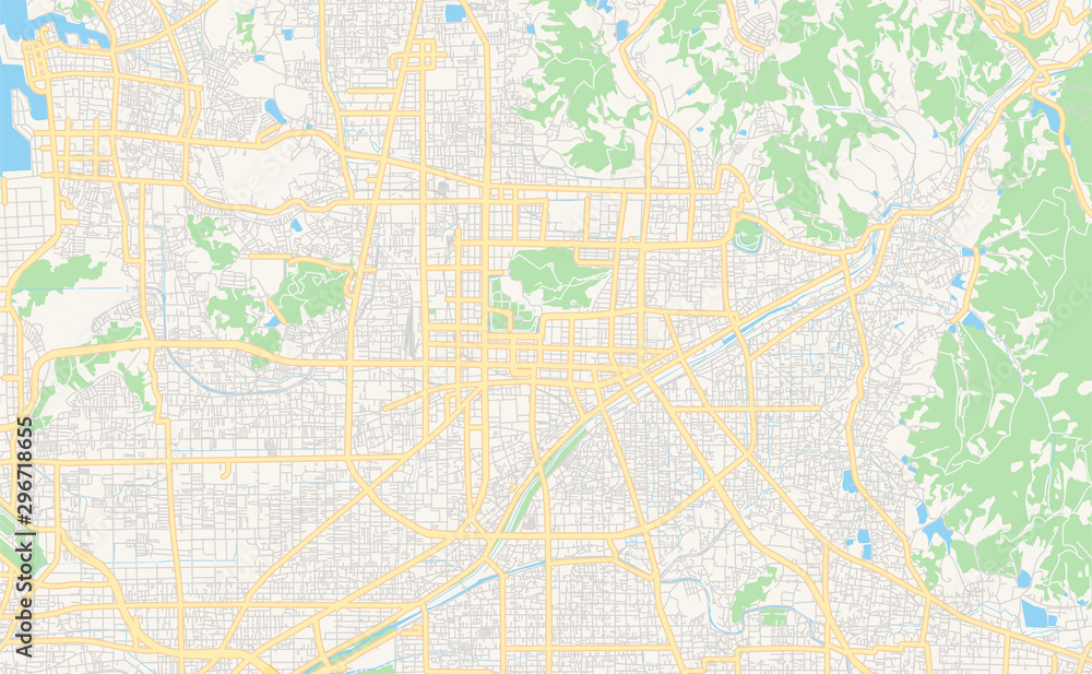 Printable street map of Matsuyama, Japan