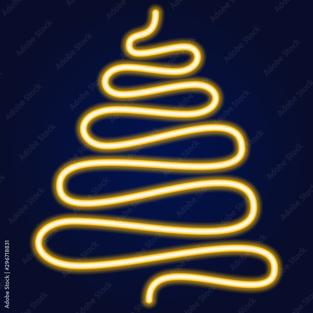 Yellow Vector Neon style Christmas tree, glowing xmas tree. Vector illustration of Christmas tree. Yellow Vector Neon style Christmas tree, glowing xmas tree. Vector illustration of Christmas tree.
