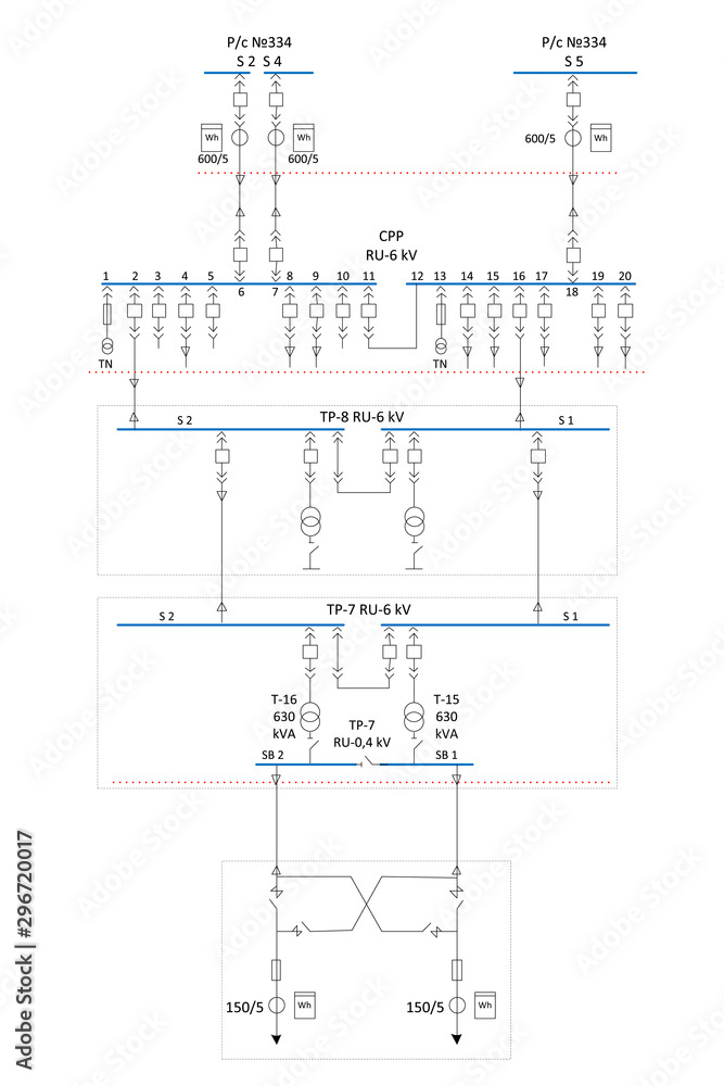 Electric wiring diagram for power transformers Electric wiring diagram for power transformers
