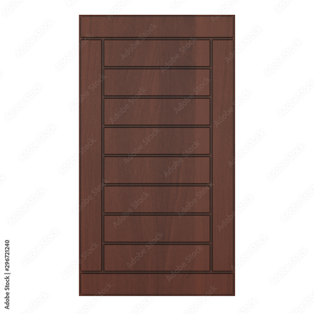 Wooden furniture door isolated on white background. 3D rendering. Wooden furniture door isolated on white background. 3D rendering.