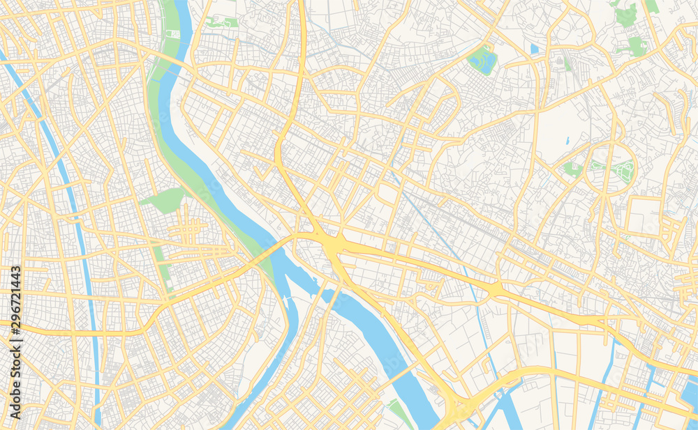 Printable street map of Ichikawa, Japan