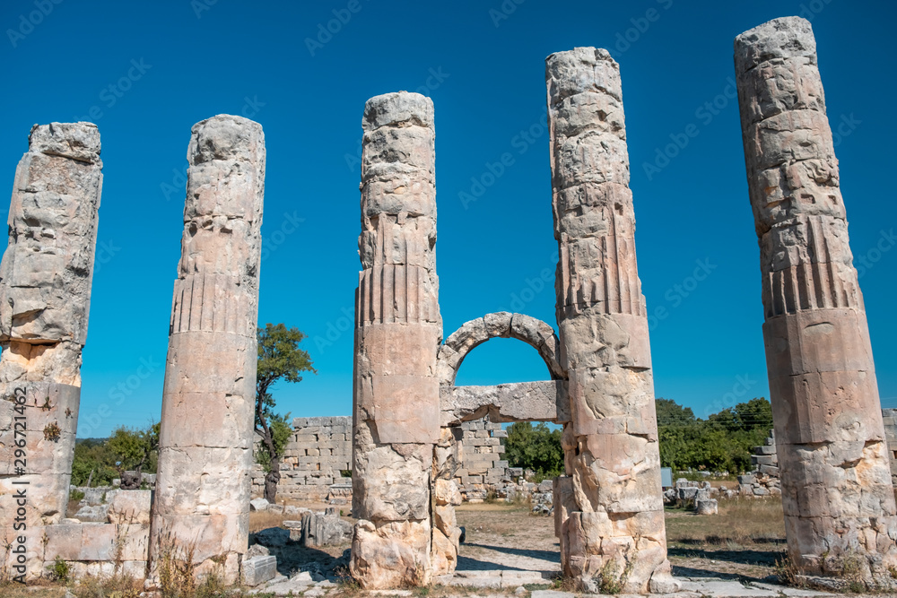 Ruins of Uzuncaburc Ancient City, marble columns