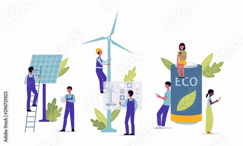 Alternative clean renewable energy concept flat vector illustration isolated.