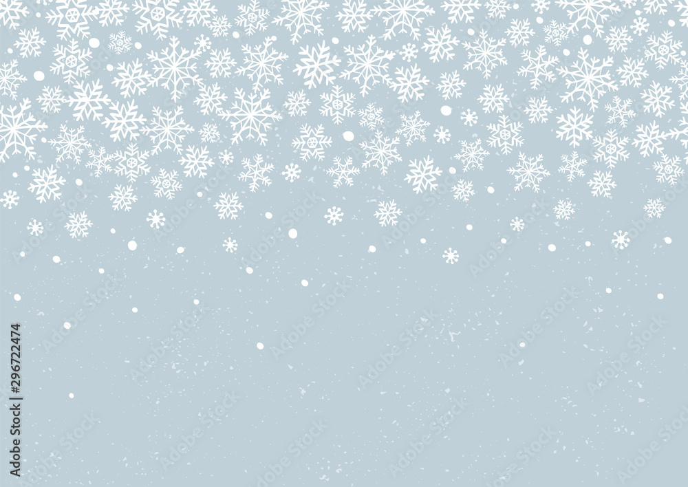 Winter holidays or Christmas horizontal seamless patten with snowflakes.