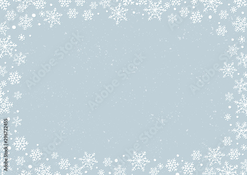 Winter holidays or Christmas frame with snowflakes. Winter card design.