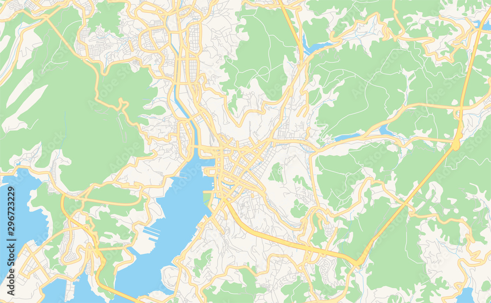 Printable street map of Nagasaki, Japan