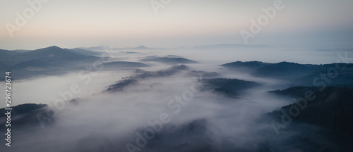 Overhead Aerial Shot of mountain area .Shoot From air.