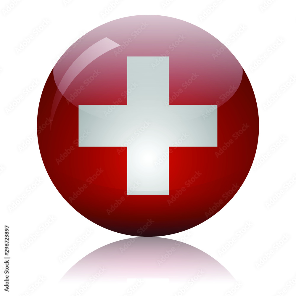 Swiss flag glass icon vector illustration Swiss flag glass icon vector illustration