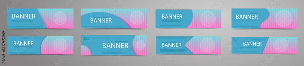 Naklejka premium Abstract banners with holograhic pattern background and white button. Vector template set.