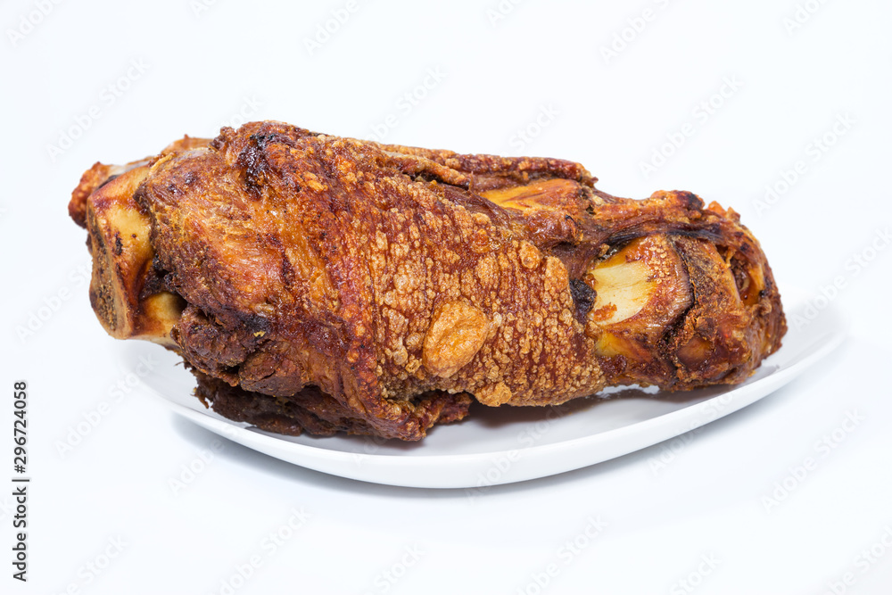 fried pork leg cooked on background fried pork leg cooked on background