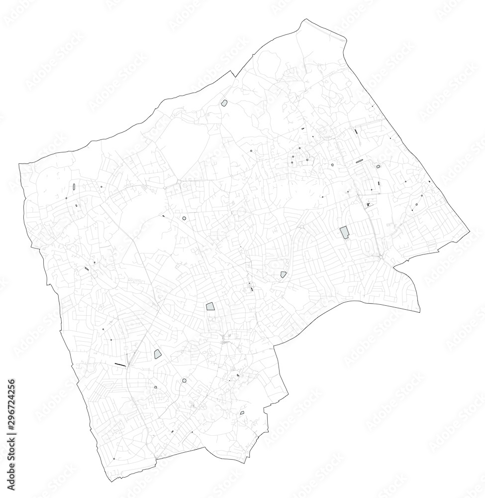 Satellite view of the London boroughs, map and streets of Harrow borough.  England Stock Vector | Adobe Stock
