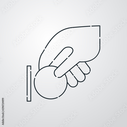 Icono plano lineal insertar moneda en fondo gris