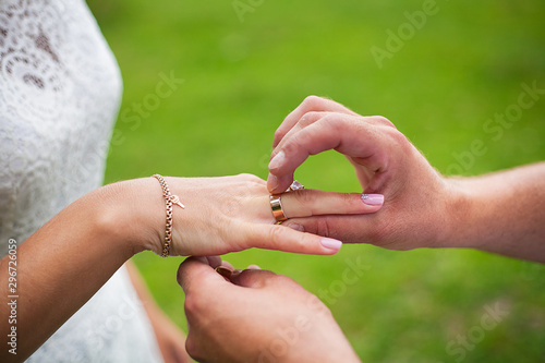 groom wears the ring on bride's hand