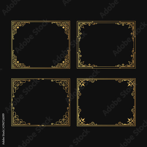Hand drawn wedding frames set. Vintage decorative borders for invitation cards. Vector isolated antique elegant decor for label design.