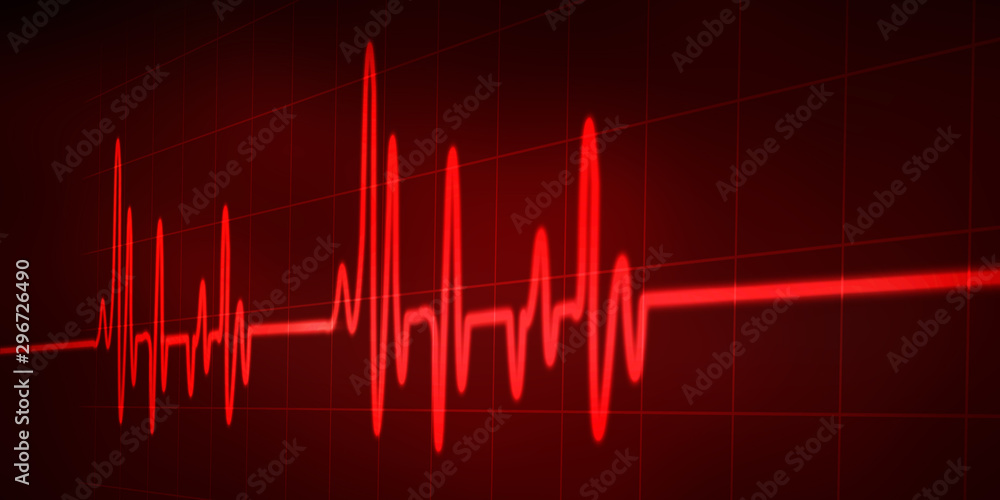 Heart with cardiogram - 2D illustration