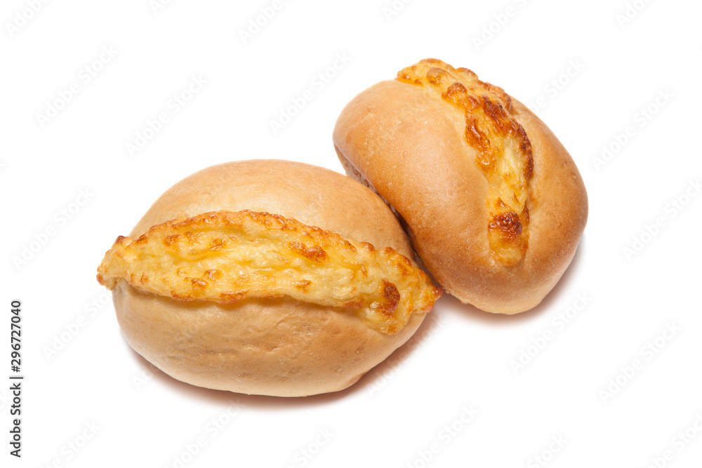One cheese buns on a white background
