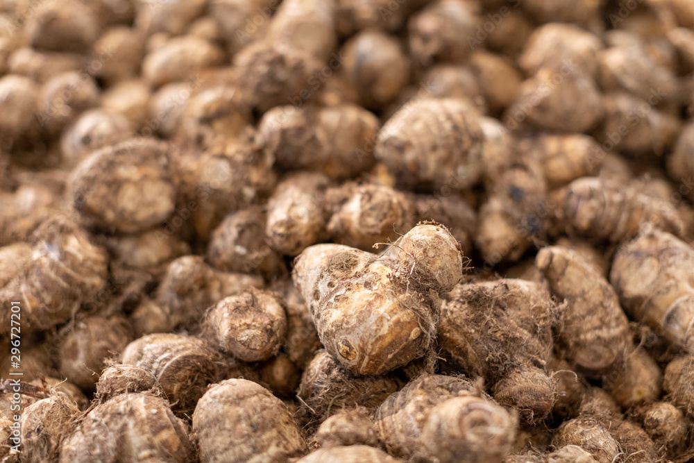 A lots of taro for sale at the supermarket A lots of taro for sale at the supermarket