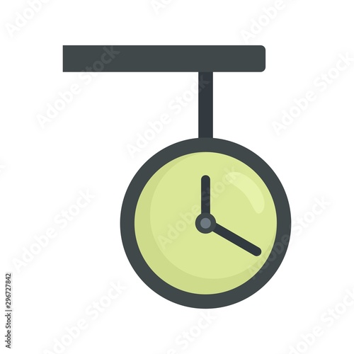 Railway station clock icon. Flat illustration of railway station clock vector icon for web design