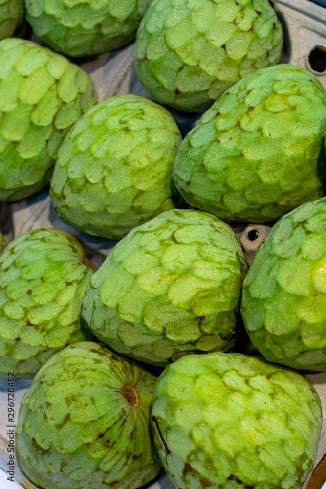 Tropical fruit cherimoya, ice cream fruit or custard apple Tropical fruit cherimoya, ice cream fruit or custard apple