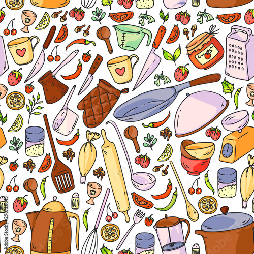 Cooking class. Kitchenware, utencils. Food and kitchen icons.