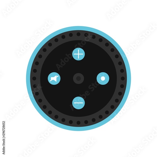 Top view smart speaker icon. Flat illustration of top view smart speaker vector icon for web design