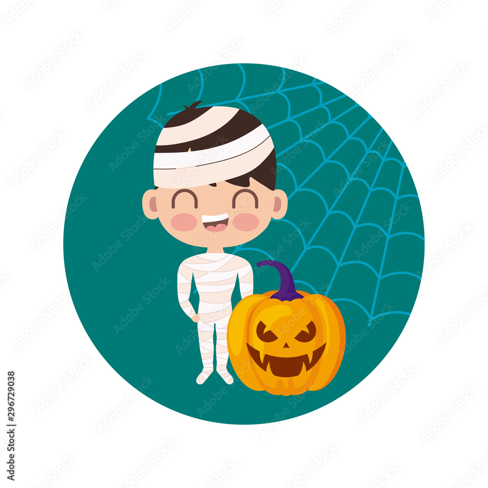 Fototapeta premium cute boy disguised of mummy