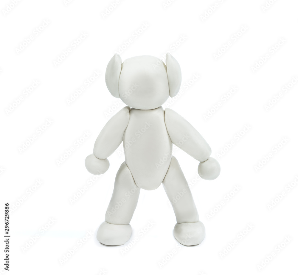 Plasticine white robot isolated on white background. Plasticine white robot isolated on white background.