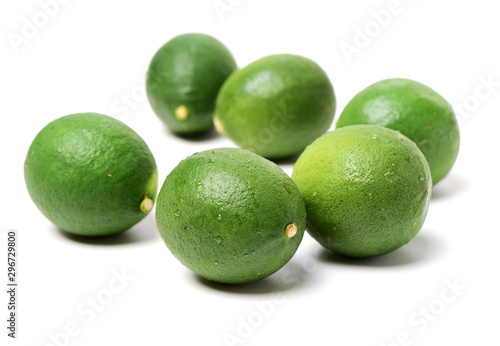 Green lemon isolated on a white background