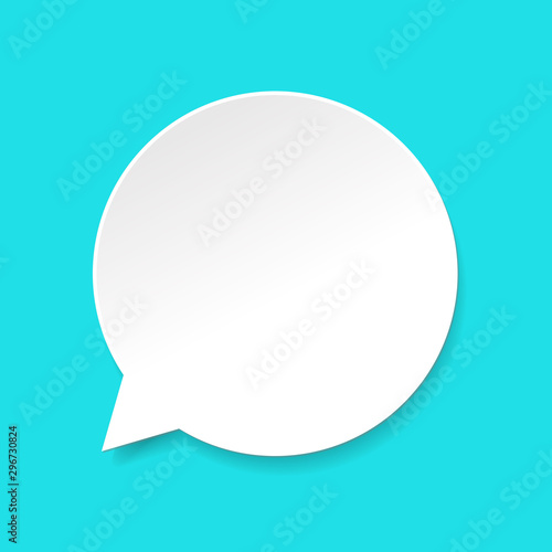 Speech bubble vector icon, flat cartoon empty or blank dialogue ballon for text in paper style isolated image
