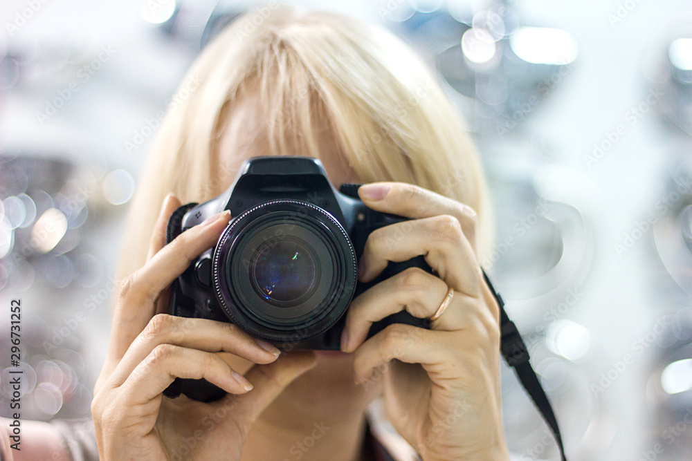 girl photographer close-up blurred background beautiful bokeh girl photographer close-up blurred background beautiful bokeh