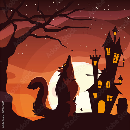 Halloween wolf vector design