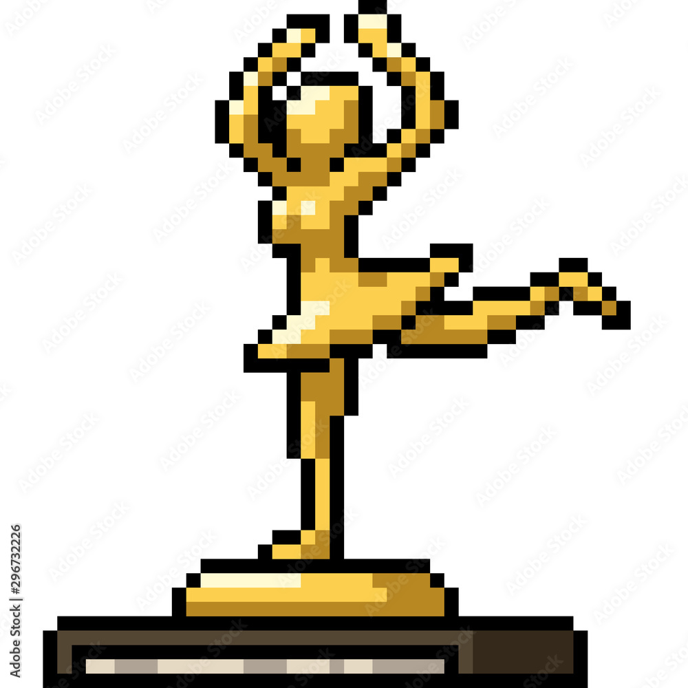 Obraz premium vector pixel art trophy