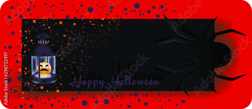 Fotografia Spider and adamant lantern orange halloween label