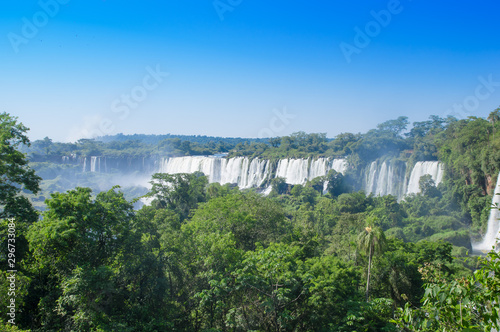Aerial view of Iguazu Falls from the helicopter ride  one of the Seven Natural Wonders of the World   Brazil
