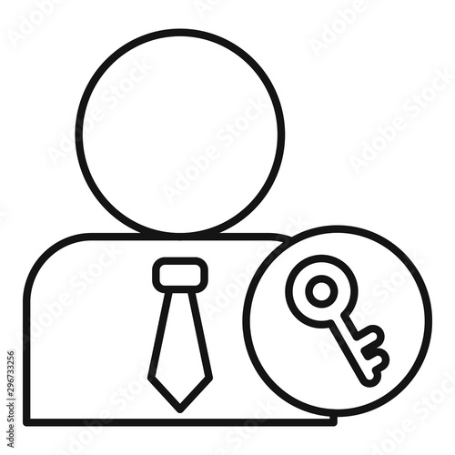 Admin key icon. Outline admin key vector icon for web design isolated on white background