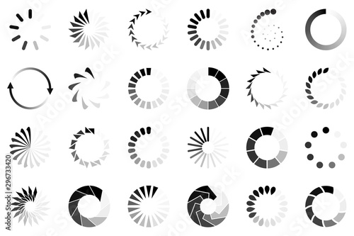 Loader icon vector circle button. Load sign symbol progress bar for upload download round process. Vector illustration.