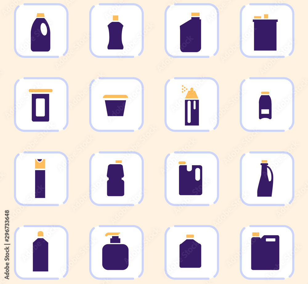 Fototapeta premium Household chemicals icons set