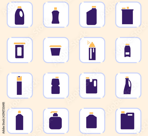 Household chemicals icons set