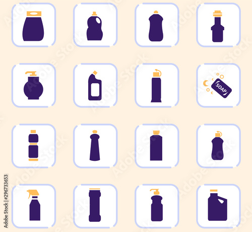 Household chemicals icons set