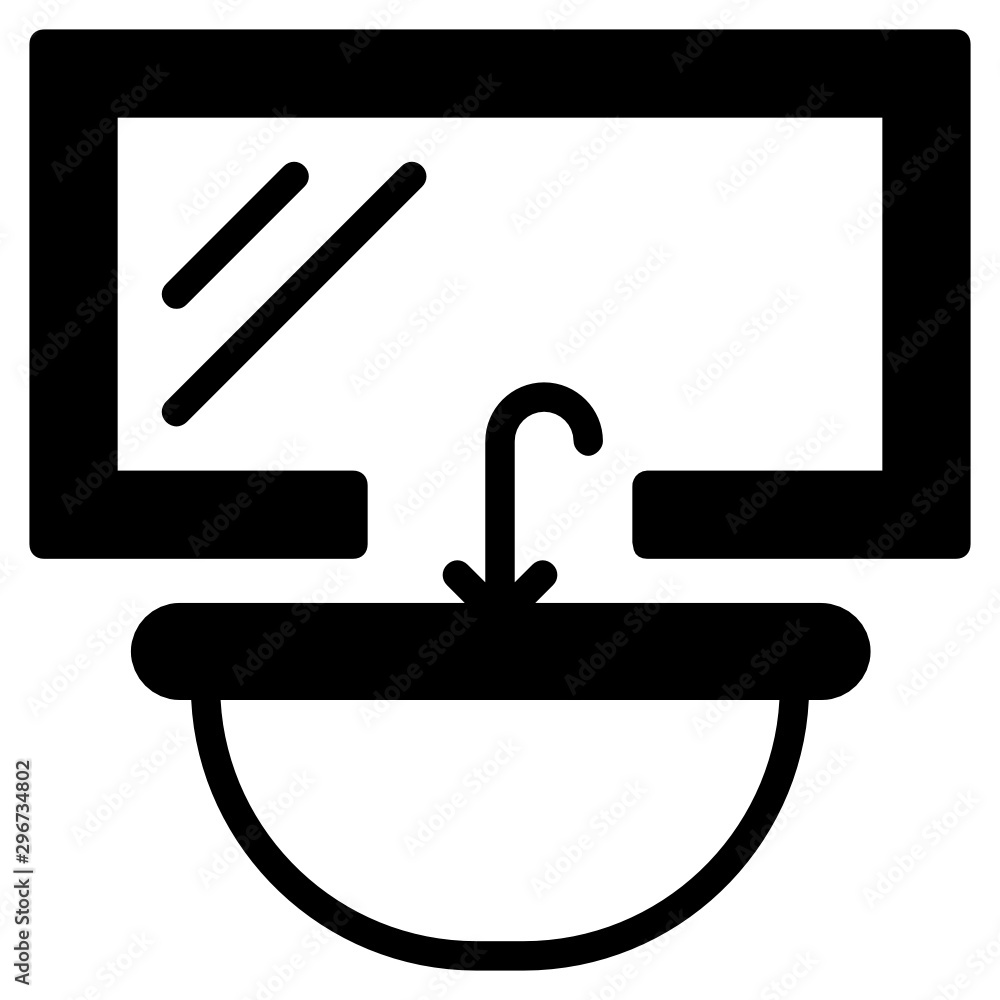 Handwash Concept, Basin Faucet and Mirror Vector Icon design Handwash Concept, Basin Faucet and Mirror Vector Icon design