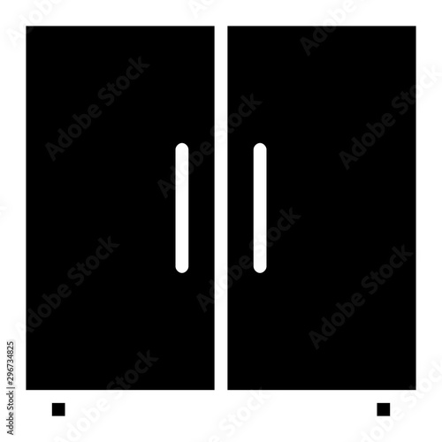 Minimalism Double Door cupboard Concept, Dressing Room Wardrobe Icon, Closet furniture linear style sign