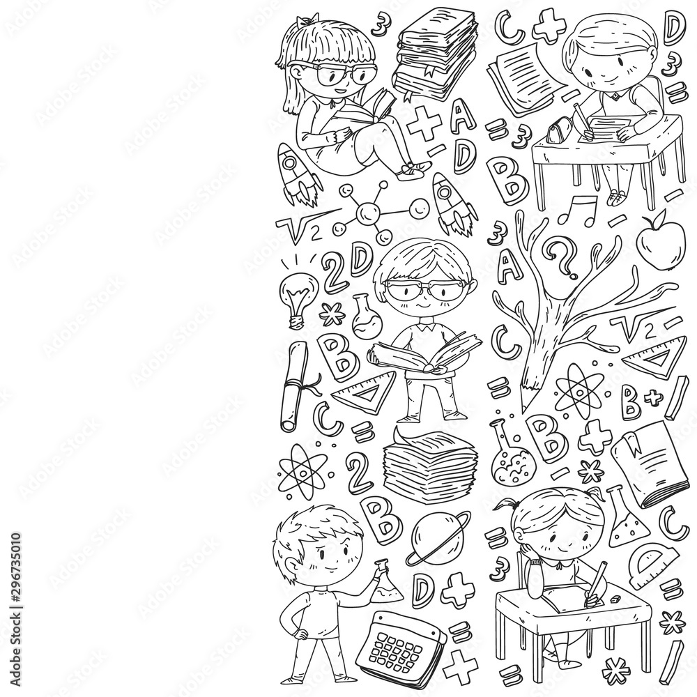 Back to school. Vector icons and elements for little children, college, online courses. Doodle style, kids drawing Back to school. Vector icons and elements for little children, college, online courses. Doodle style, kids drawing