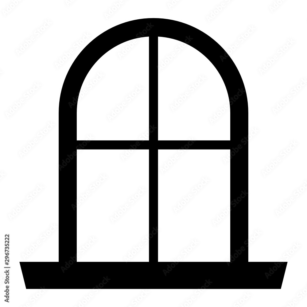 Rounded Rectangle Shape Office Window Interior decor Vector Icon Design