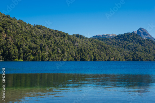 Lago Espejo Grande near Villa la Angostura in Neuquen Province, Argentina. Beautiful sunset on Lago Espejo Grande © Fotos 593