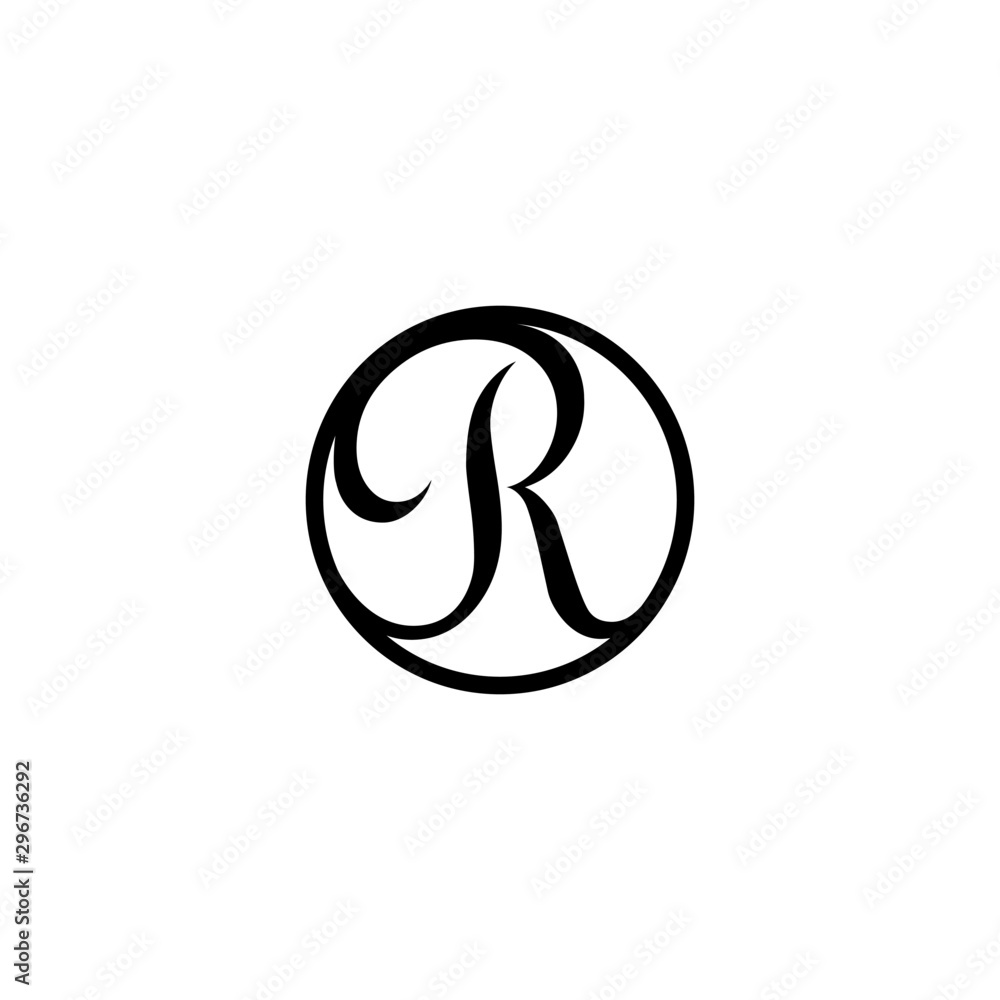 Fototapeta premium Elegant Letter R in Circle shape, Modern R Royal Logo Template .vector