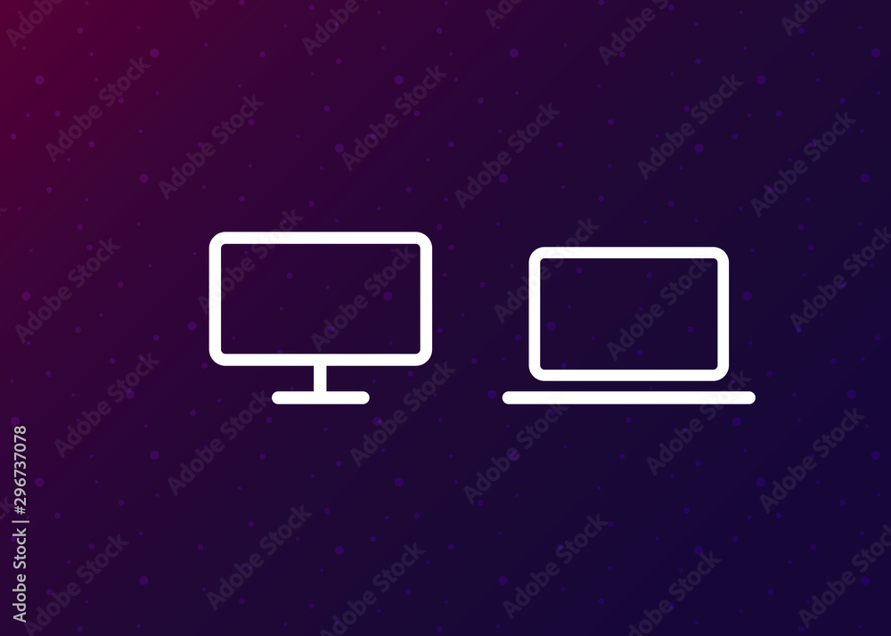 Devices Icons Tech Symbols Simple Style Vector Illustration